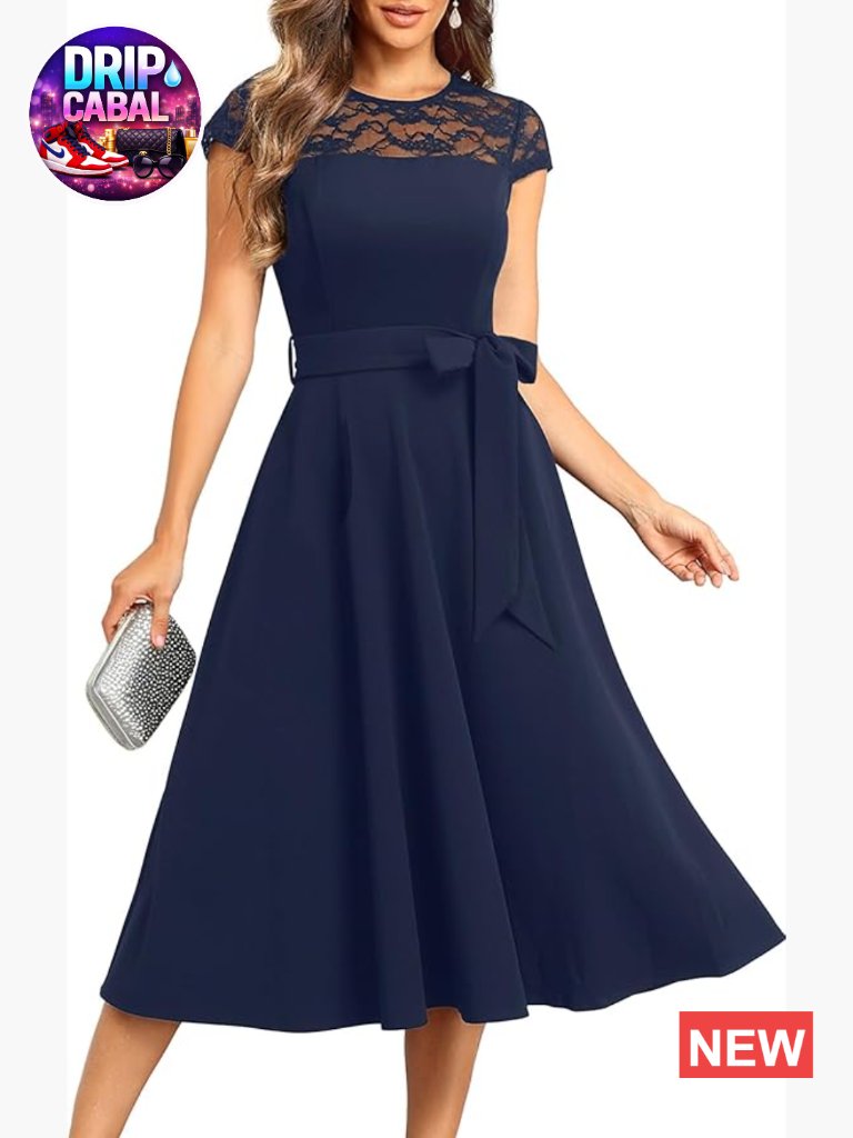 Polyester Spandex Cocktail Dress With A-Line Midi Silhouette